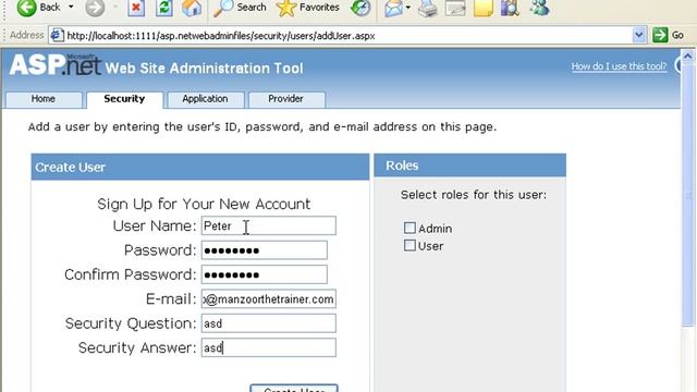 Working With ASP.Net Confg. Tool To Create Roles And Users (ASP.Net 20 of 44)