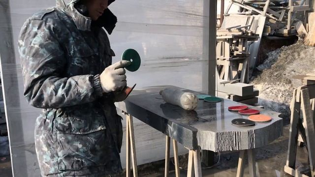 Полировка гранита черепашками Джаоти! АГШК 8-12 переходов