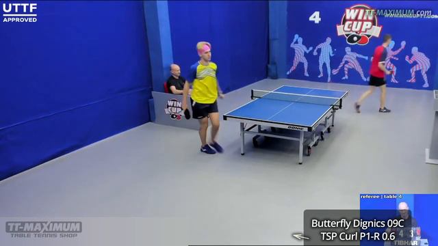 игра в защите Butterfly Dignics 09C и длинными шипами, Юнчик Валентин