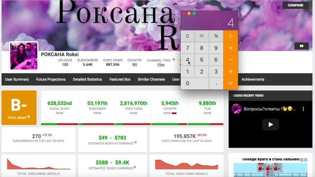 РОКСАНА Roksi Доход с Ютуб канала. Сколько зарабатывает  на Youtube РОКСАНА Roksi