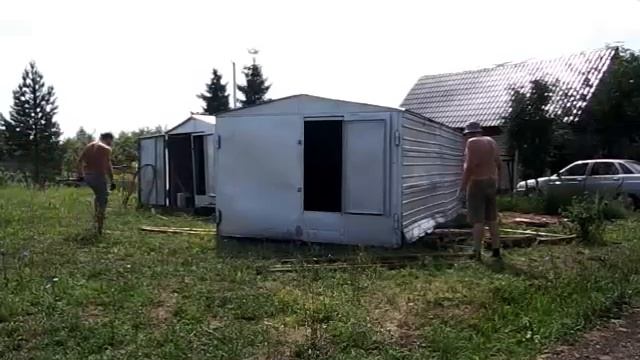 Как развернуть металлический гараж в помощью Нивы смотреть онлайн