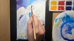 How to draw a Christmas angel / Watercolor // Как нарисовать рождественского ангела / Акварель