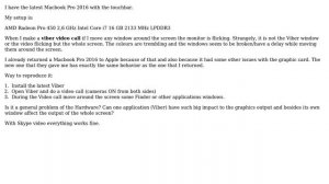 Apple: Macbook Pro Late 2016 Monitor Flicking when using Viber video