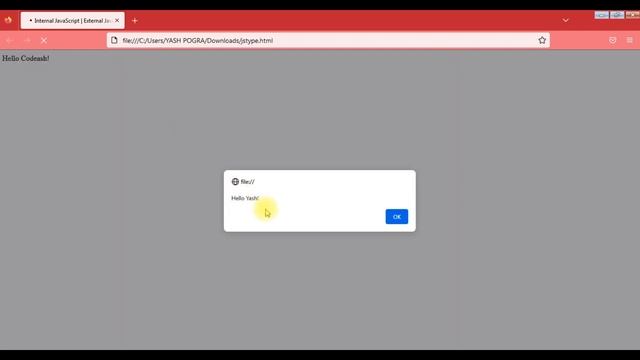 Types of JavaScript | Internal JavaScript Example | External JavaScript Example