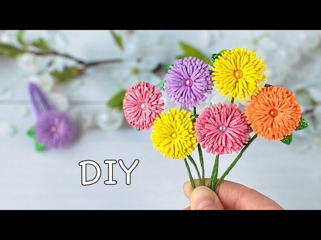 Пушистые Объмные Цветы из глиттерного фоамирана  Diy Easy Glitter Foam Flowers  Flores de foami
