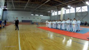 Построение участников Чемпионата Мурманской области по Кёкусинкай карате 2019