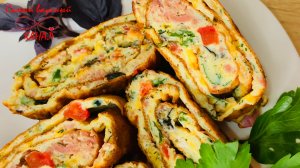 5 МИНУТ! Быстрый и сытный завтрак за КОПЕЙКИ! Без мяса вкусный и бюджетный рецепт Яичный рулет
