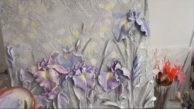 Окрашивание  скульптурной живописи (Ирисы)