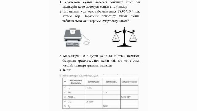8 сынып ХИМИЯ §16 Мольдік масса