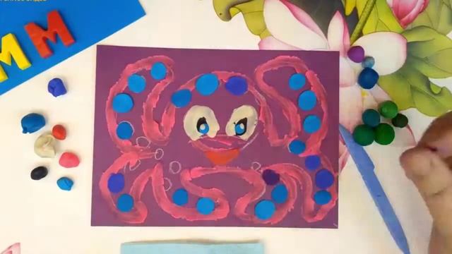 Лепим осьминога на цветном картоне смотреть онлайн