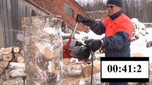 ЭПЧ-3."Кобра" - пилим березу вдоль. Вертикальное пиление. Промышленная электропила