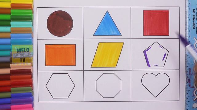 Learn 9 Shapes And Colors For Kids| Circle, Triangle, Square, Rectangle, Parallelogram, Pentagon...