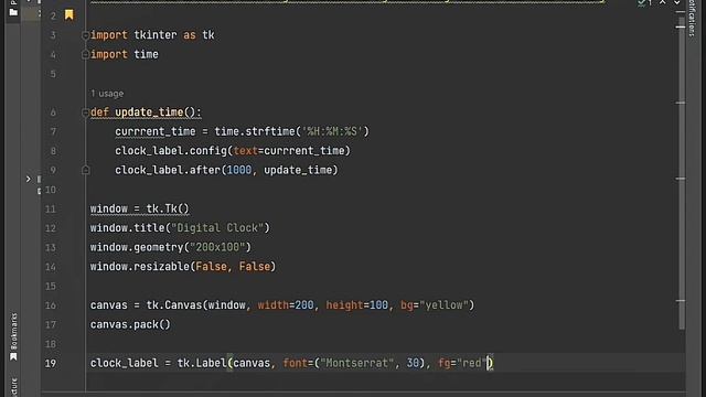 How to create a live digital clock in Python using Tkinter and Time library | beginner's guide