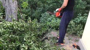 Как сделать бензопилу из мотокосы за 3 минуты