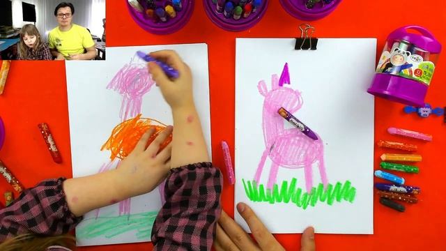 Рисуем милых единорогов - Рисуем мелками/карадашами смотреть онлайн