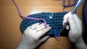 Вязание крючком.Тапочки из трикотажной пряжи.