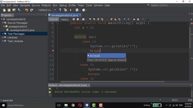 Break with Switch statement in Java