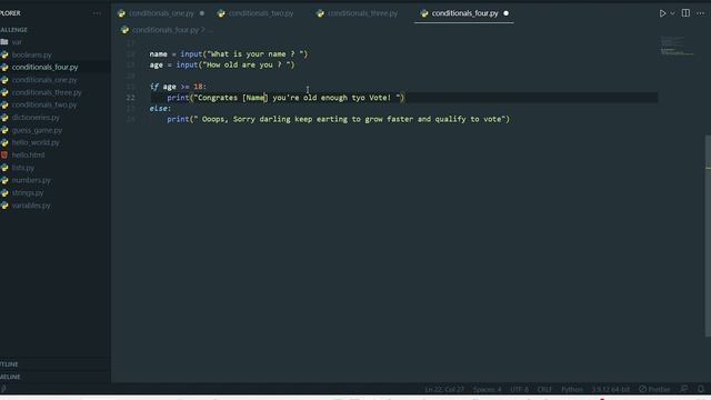 Python for Absolute beginners - Like you're 5 Years | Answer To Conditionals Challenge