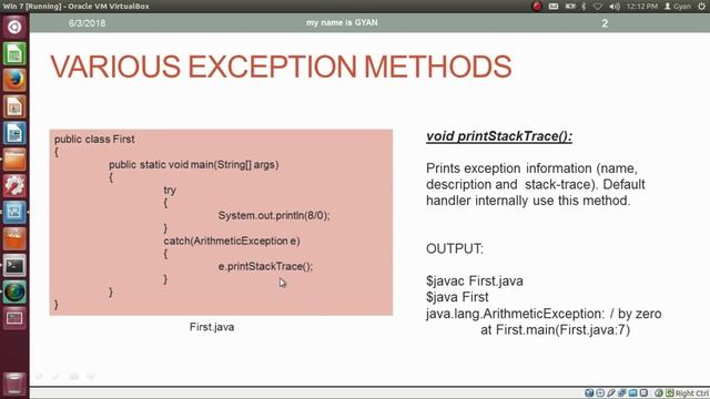 Exception Handling in Java | #4 | Exception Methods | printStackTrace(), toString() & getMessage()