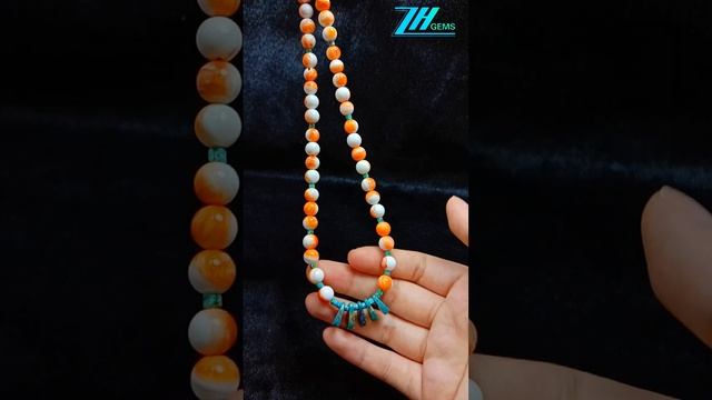 White shell orange spiny oyster yellow  Ghost phantom quartz  Spodumene Kunzite gemstone necklace