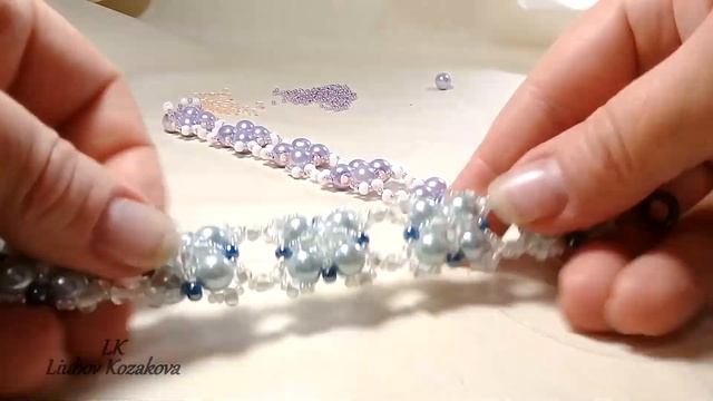 Браслет из бусин (48)/"Сама Нежность"/Узкий браслетик/Мастер Класс