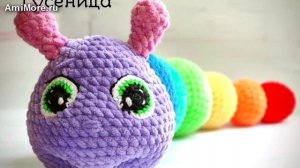Амигуруми: схема Радужная гусеница. Игрушки вязаные крючком - Free crochet patterns.