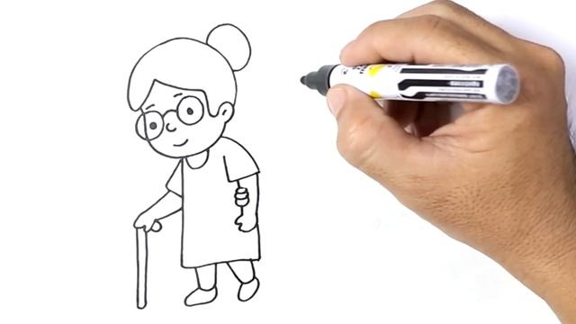 How to DRAW a BOY Helping Grandma Easy Step by Step смотреть онлайн