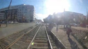 Омский трамвай. Утренняя поездка по четвертому маршруту от Котельникова до амура за 3 минуты.