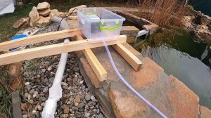 Подготовка пруда к зиме. Устанавливаю аэратор.