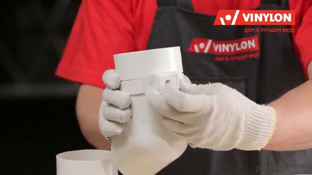 Монтаж хомутов трубы водосточной системы Винилон