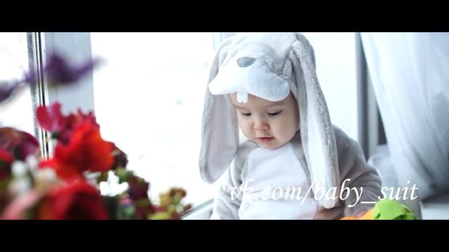 Карнавальный костюм для малышей Зайчик Серо-белый смотреть онлайн