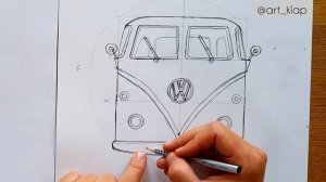 Как нарисовать VW Булли старый микроавтобус | VW Bulli