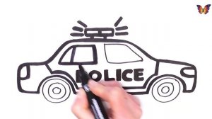 Как нарисовать МАШИНУ / мультик раскраска ПОЛИЦЕЙСКАЯ МАШИНА для детей / Раскраски малышам