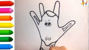 Рисуем ЖИРАФА / Рисунки животных с помощью руки для детей от 5 лет / Детская Комната РАСКРАСКИ