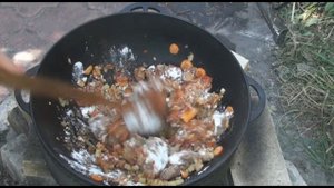 Чорба с бараниной. Балканский суп с бараниной на костре.