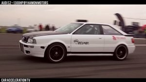 1300HP Audi S2 Turbo Launch Control Acceleration 0-300 & Sound