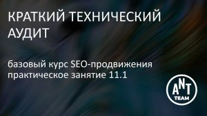 Практическое занятие. Краткий технический аудит сайта. Базовый курс по SEO-продвижению. Лекция 11.1