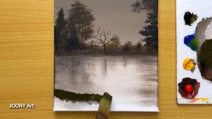 Easy Way to Draw Swan Lake / Acrylic Painting for Beginners