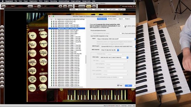 How I register at my console | Hauptwerk VI Sequencer, Scoped Pistons