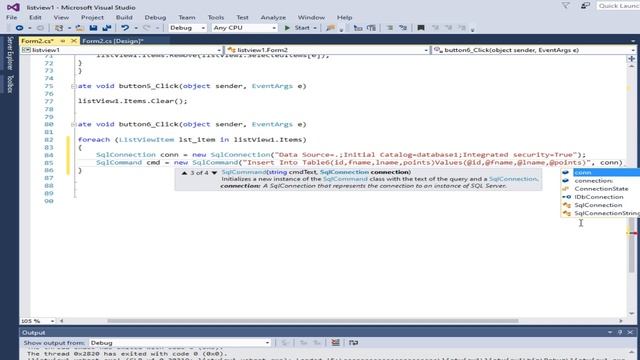 C# tutorial Insert all items in a listview to SQL server database at once