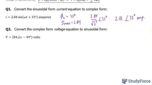 ? How to convert between sinusoidal and complex polar form for current and voltage expressions смотреть онлайн