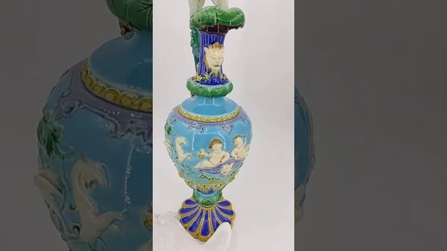 Старинный кувшин для вина, в стиле Ренессанс, майолика, горельефы, "Minton", Англия, 19 век. смотреть онлайн