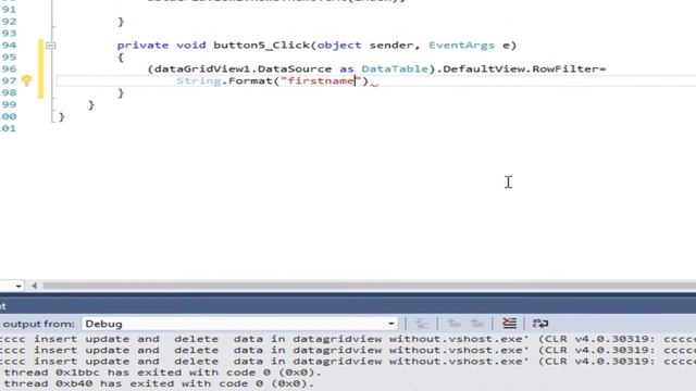 How to search data in datagridview in c# without using database