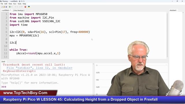 Raspberry Pi Pico W LESSON 45: Calculating Height from a Dropped Object in Freefall