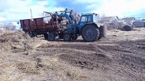 МтЗ 80 вывоз саломы,навоза.