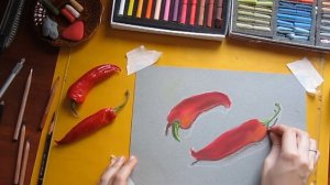 Сухая пастель.Урок рисования для начинающих. Острые перцы пастелью.