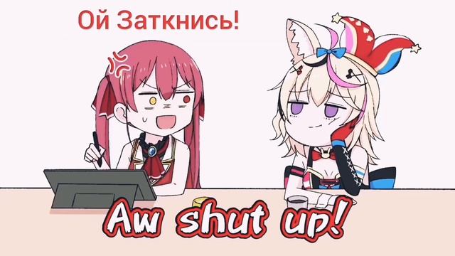 Хололайв.Полька выигрывает КАЖДЫЙ аргумент у Марин  (любительский перевод Animated Hololive Rus sab