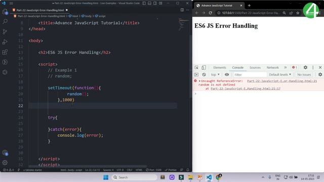 #22 Advance JavaScript Error Handling Tutorial In Hindi | Advance JavaScript Tutorial In Hindi #es6