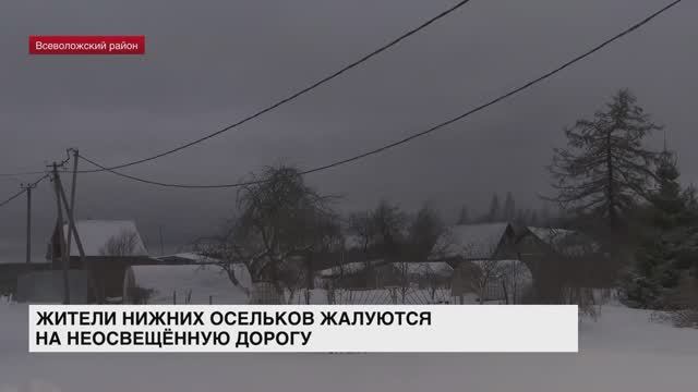 Жители Нижних Осельков жалуются на неосвещенную дорогу