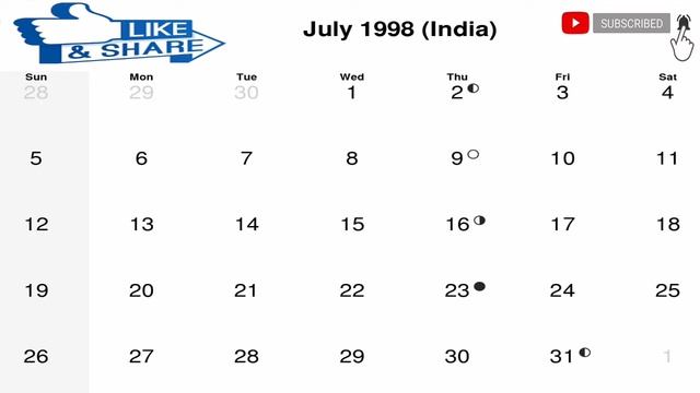 1998 Calendar | January To December Months In One Video смотреть онлайн